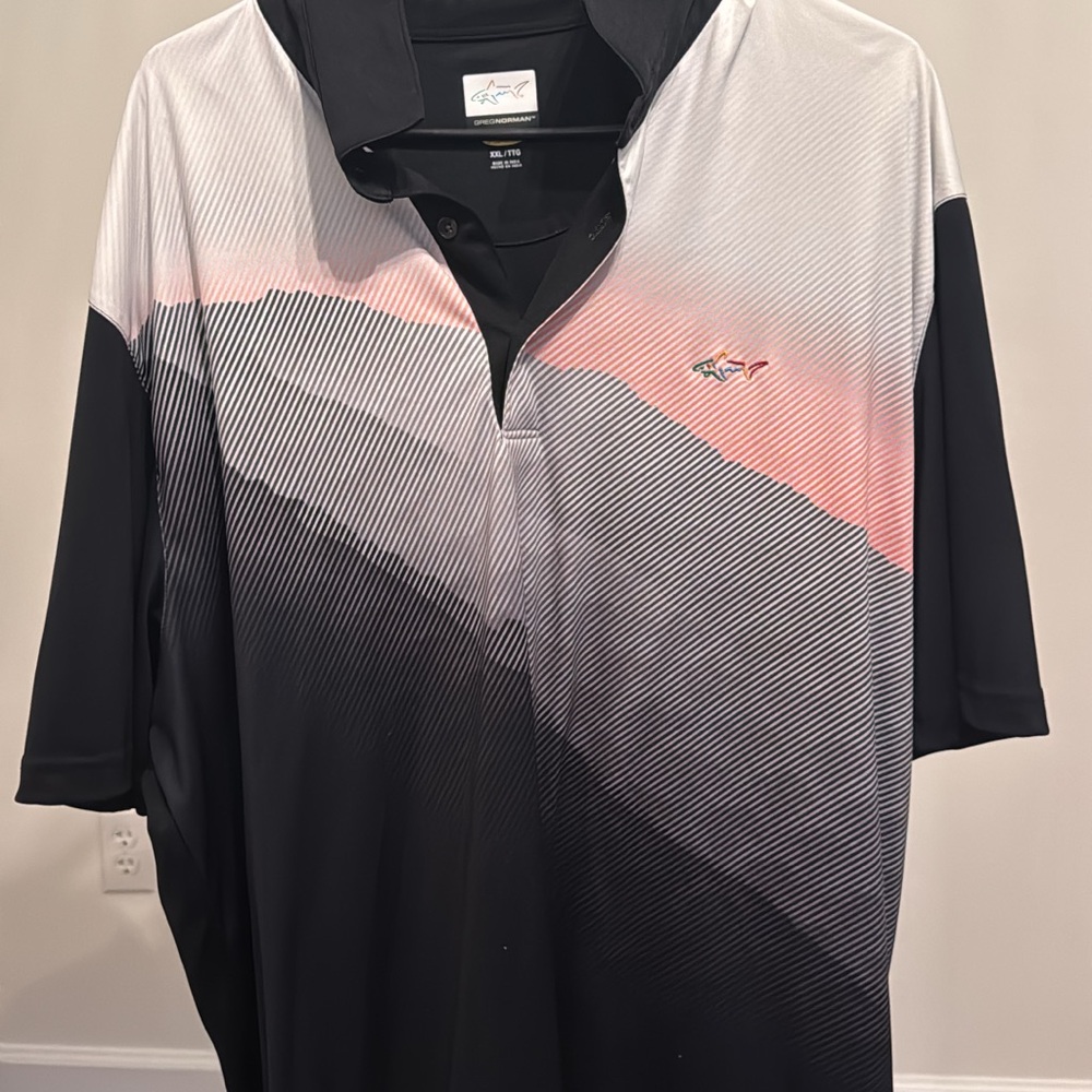 Greg Norman Collection Black, White, and Pink Polo
